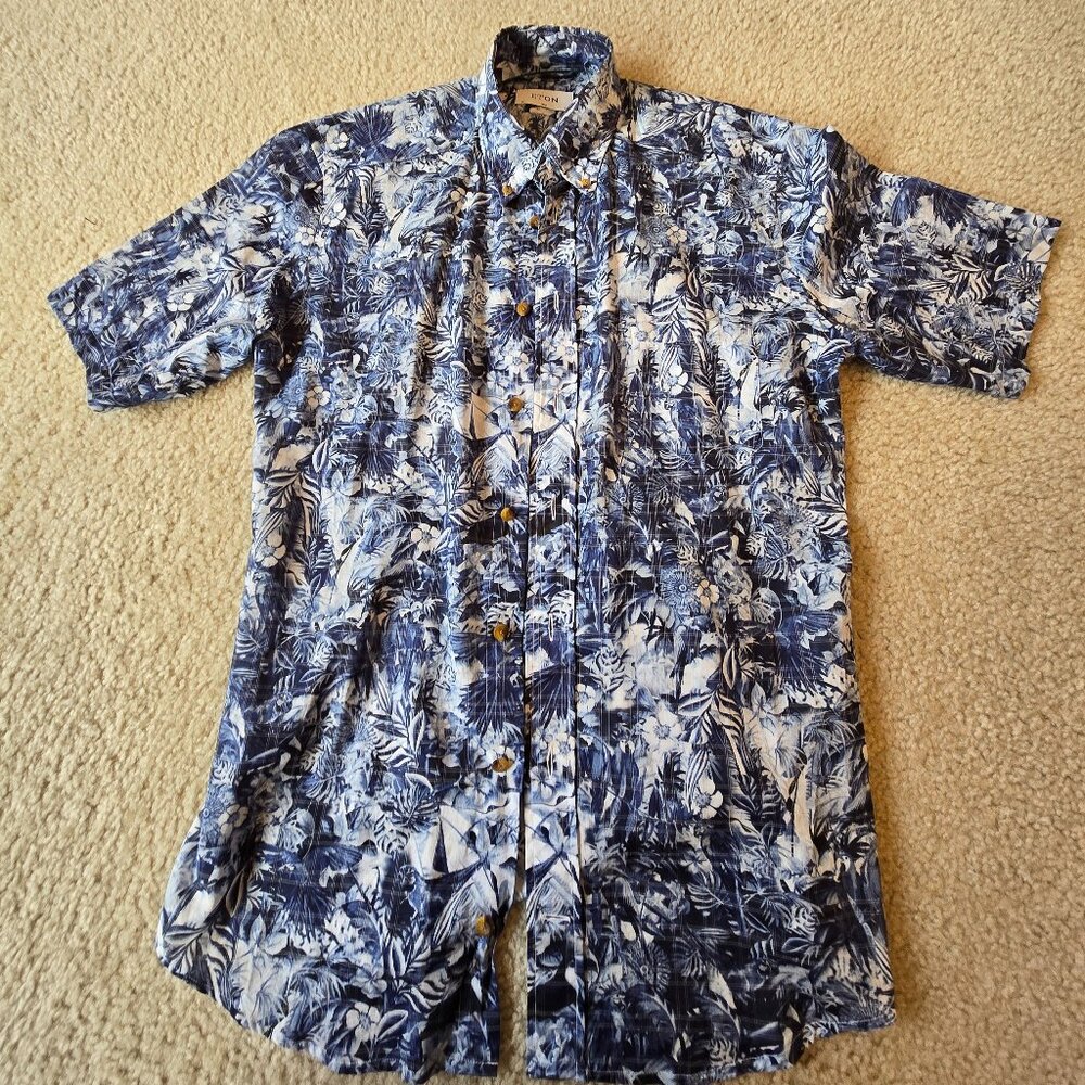 Eton Slim Greenwich men's summer shirt men's shirt size 38/S/15  short sleeve